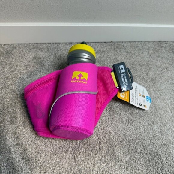 Nathan Triangle Running Essentials‎ Hydration Belt Pink Water Bottle Carrier - Picture 2 of 7